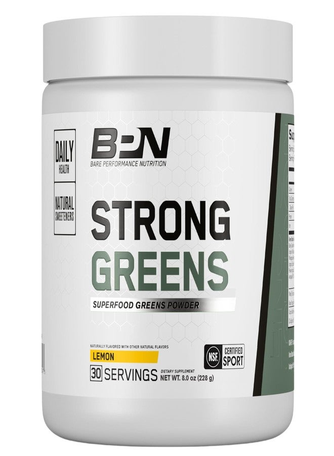 BARE PERFORMANCE NUTRITION, BPN Strong Greens Superfood Powder, Lemon, 30 Servings - Image 1