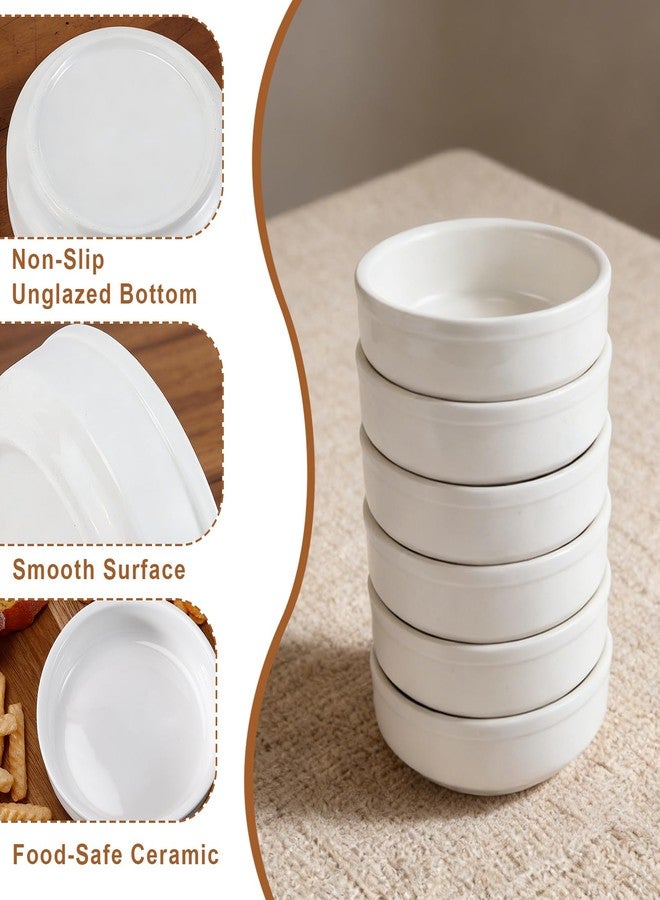 Bgtecho Ceramic Soy Sauce Dish Set of 6, 4oz White Dipping Bowls, Small Sauce Dishes for Condiment, Sushi, Appetizer, Dessert, Shallow Ramekins Serving Bowls - Image 4