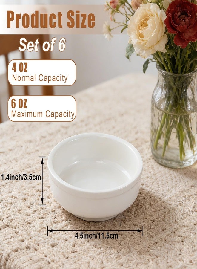 Bgtecho Ceramic Soy Sauce Dish Set of 6, 4oz White Dipping Bowls, Small Sauce Dishes for Condiment, Sushi, Appetizer, Dessert, Shallow Ramekins Serving Bowls - Image 2