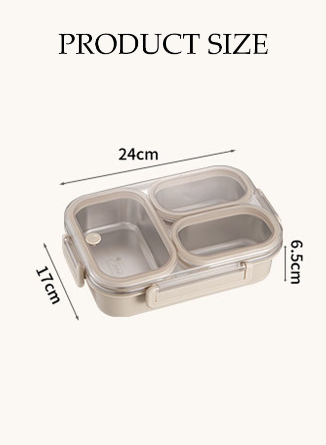 DUNISO صندوق غداء مقاوم للصدأ غير قابل للتسرب 3 أقسام صندوق بنتو غير قابل للتسرب مع غطاء حاوية تحضير الوجبات المحمولة صندوق تخزين الطعام للمدرسة المكتب التخييم في الهواء الطلق، آمن للاستخدام في الميكروويف - Image 4