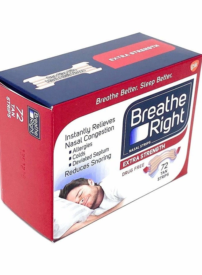 Breathe Right Extra Nasal Strips, 72 Count, 2 Pack