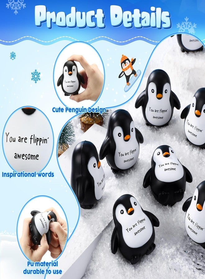 Hollowfly 5 Pcs Positive Inspirational Penguin Stress Balls Fidget Sensory Toy Emotional Relief Squeeze Stretchy Animal Stress Balls Funny Penguin Toy for Women Men Coworker Gifts Winter Party Favors - Image 3