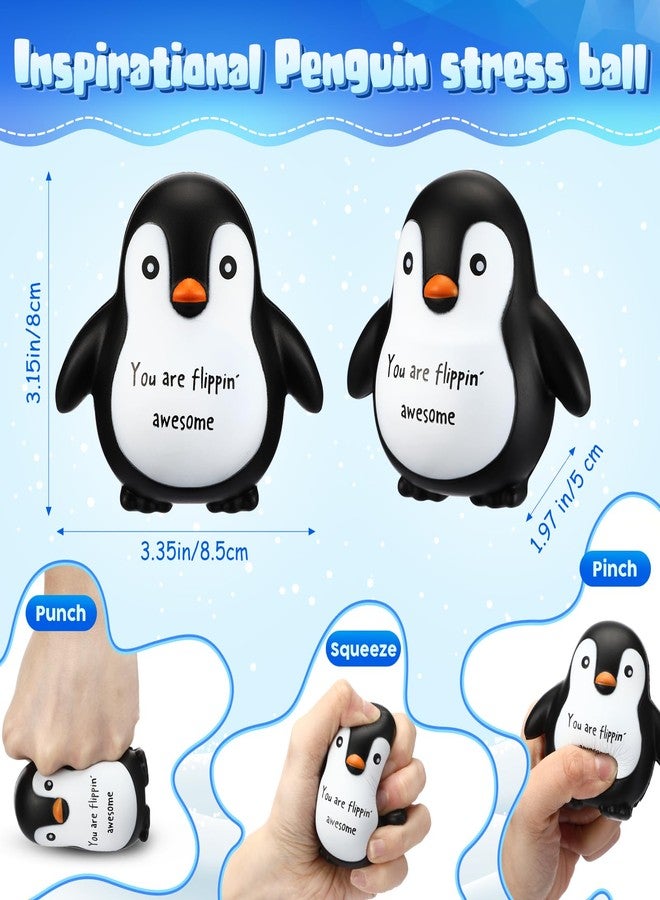 Hollowfly 5 Pcs Positive Inspirational Penguin Stress Balls Fidget Sensory Toy Emotional Relief Squeeze Stretchy Animal Stress Balls Funny Penguin Toy for Women Men Coworker Gifts Winter Party Favors - Image 2