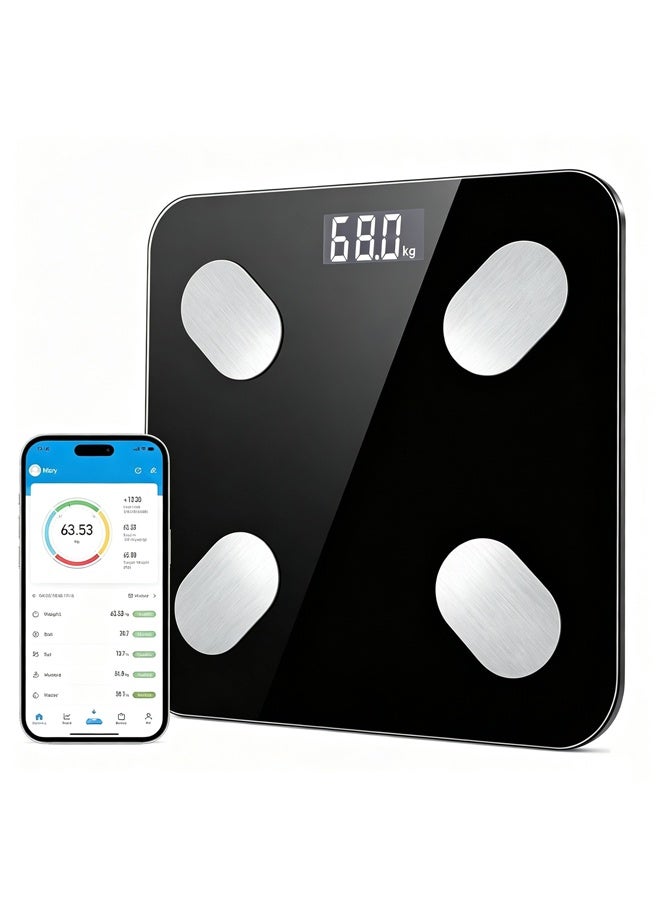 HOMESTAR Smart BMI Digital Scale - Measure Weight and Body Fat - Most Accurate Bluetooth Glass Bathroom Scale,Backlit Display, Max 330lb 0.1lb, Bathroom (Black) - Image 1