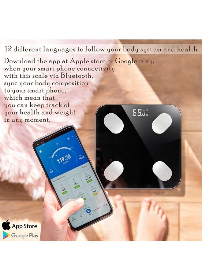 HOMESTAR Smart BMI Digital Scale - Measure Weight and Body Fat - Most Accurate Bluetooth Glass Bathroom Scale,Backlit Display, Max 330lb 0.1lb, Bathroom (Black) - Image 3