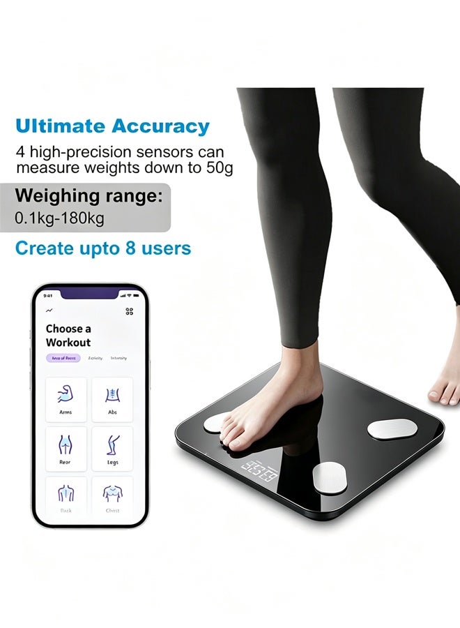 HOMESTAR Smart BMI Digital Scale - Measure Weight and Body Fat - Most Accurate Bluetooth Glass Bathroom Scale,Backlit Display, Max 330lb 0.1lb, Bathroom (Black) - Image 5