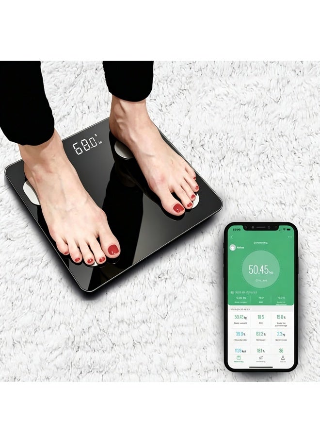 HOMESTAR Smart BMI Digital Scale - Measure Weight and Body Fat - Most Accurate Bluetooth Glass Bathroom Scale,Backlit Display, Max 330lb 0.1lb, Bathroom (Black) - Image 4
