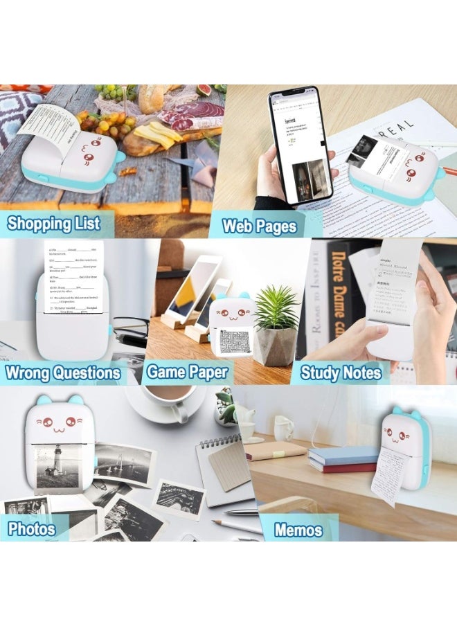 Generic Mini Thermal Printer, Inkless Bluetooth Pocket Printer for Prints Picture List Memo Receipt Tags Barcode Labels Compatible with iOS, Android (Blue)  - Image 4