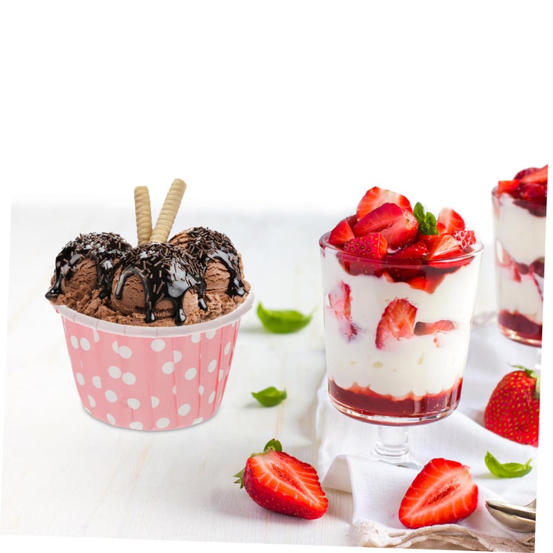 50 Pcs Disposable Paper Ice Cream Cups Dessert Bowls For Jelly Pudding Food Packaging - Image 3