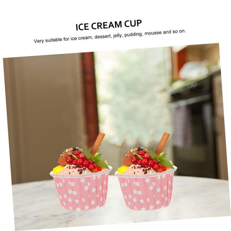 50 Pcs Disposable Paper Ice Cream Cups Dessert Bowls For Jelly Pudding Food Packaging - Image 4