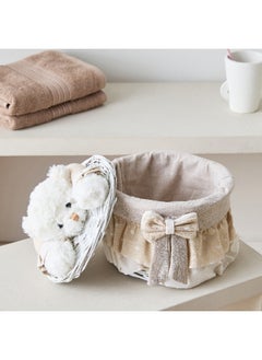 Home Box Willow Bear X-Small Storage Basket with Bow 16 x 21 x 21 cm  - Image 1