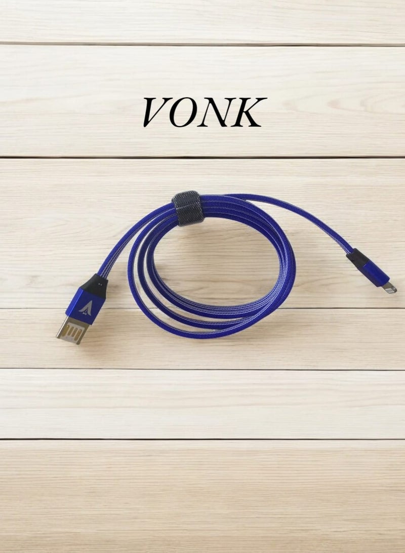 فونك كابل شحن ونقل بيانات سريع 2 أمبير من فونك بمنفذ لايتينغ يو إس بي - أزرق