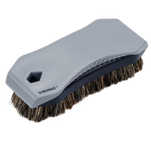 VIKING Leather Cleaner Brush, Horsehair Bristles for Car Interior, Cleaning Brush for Car and Home, Grey, 6.5 x 2.8 x 2 inch - Image 1