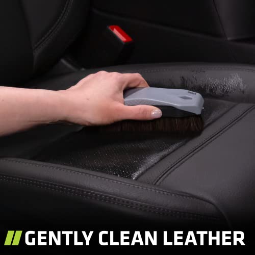 VIKING Leather Cleaner Brush, Horsehair Bristles for Car Interior, Cleaning Brush for Car and Home, Grey, 6.5 x 2.8 x 2 inch - Image 3