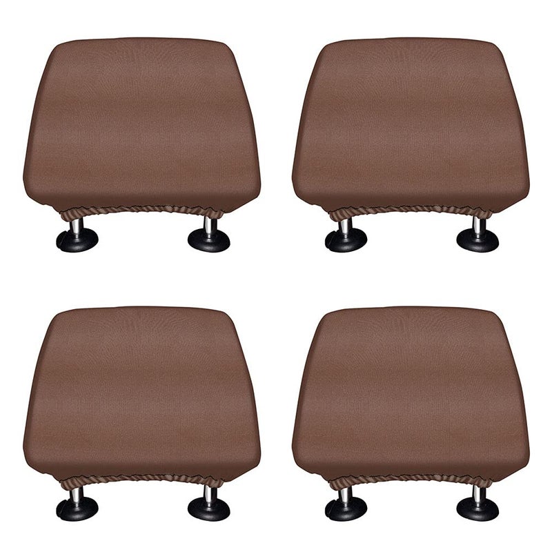 WIRESTER Set of 4 Car Seat Head Rest Cover Protective Fabric Design Cover Decoration for All Cars Solid Brown