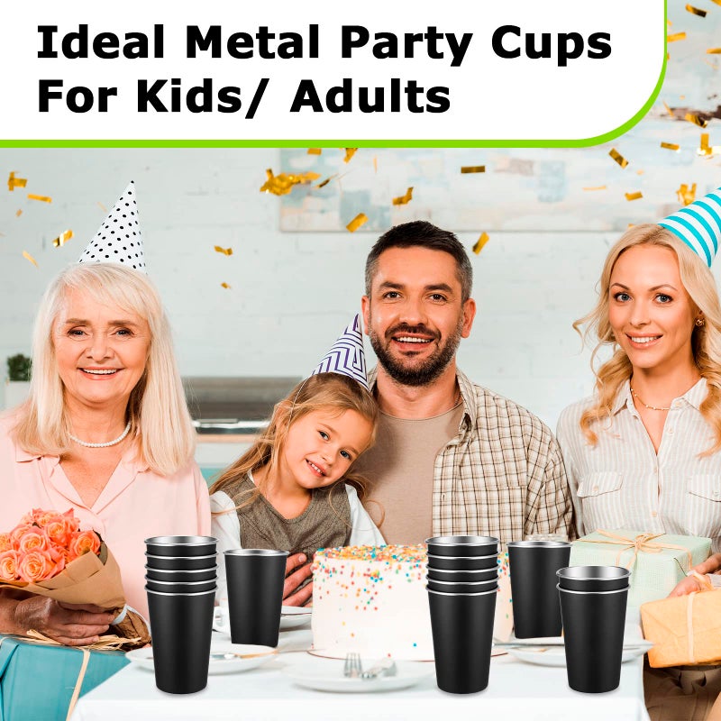 Mimorou 20 Pack Stainless Steel Pint Cups Metal Cups Unbreakable Drinking Water Tumblers Stackable Tumbler for Adults Bar Home Restaurant Travel Picnic Camping Outdoor (Black,16 oz) - Image 5