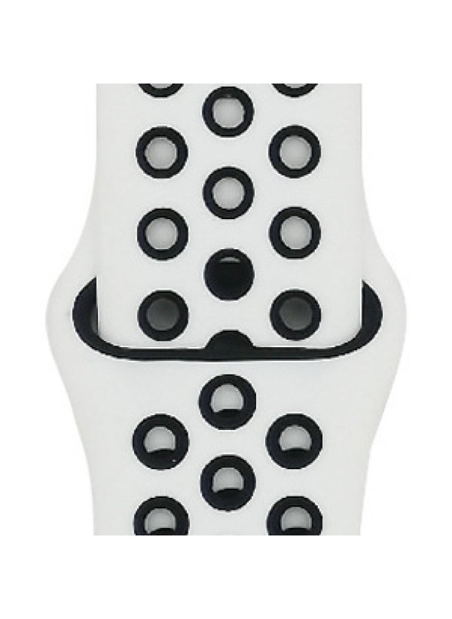 Generic Suitable For Apple Two-color Silicone Nike Strap Nike Hole Apple Iwatch Breathable Sports Watch Strap-Color:16 White + Black-Specifications:42/44/45/49mm-S  - Image 1
