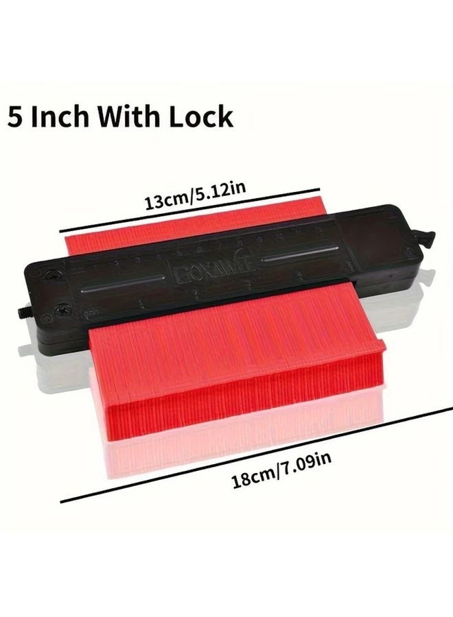 5 Inch Profile Gauge Tool With Lock Red Contour Duplicator For Flooring Carpenter - Image 1