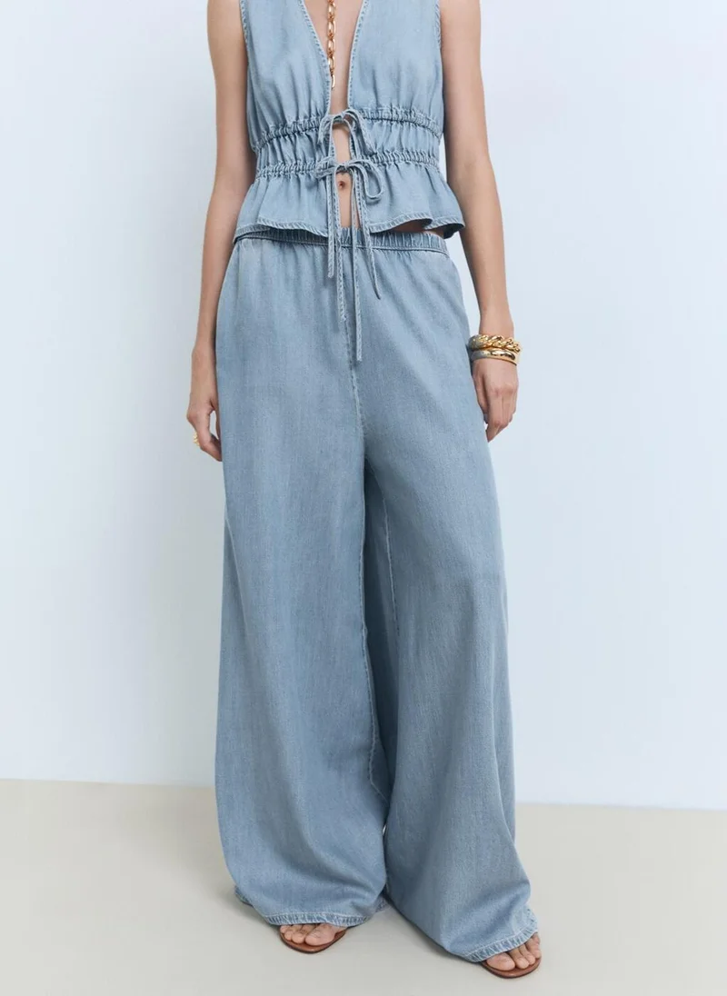 MANGO Lyocell Palazzo Trousers