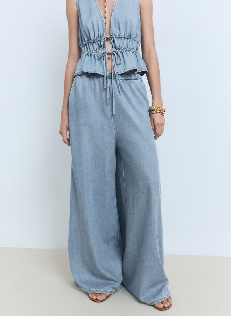 MANGO Lyocell Palazzo Trousers  - Image 1