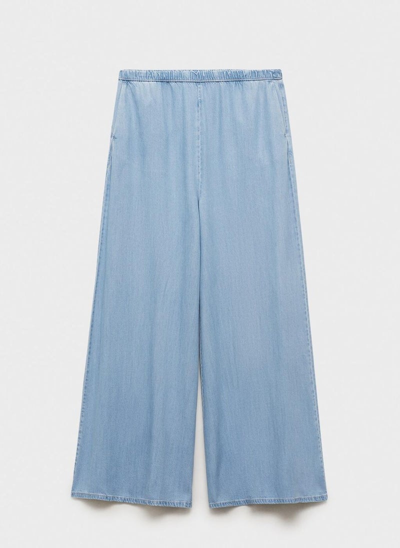 MANGO Lyocell Palazzo Trousers  - Image 5