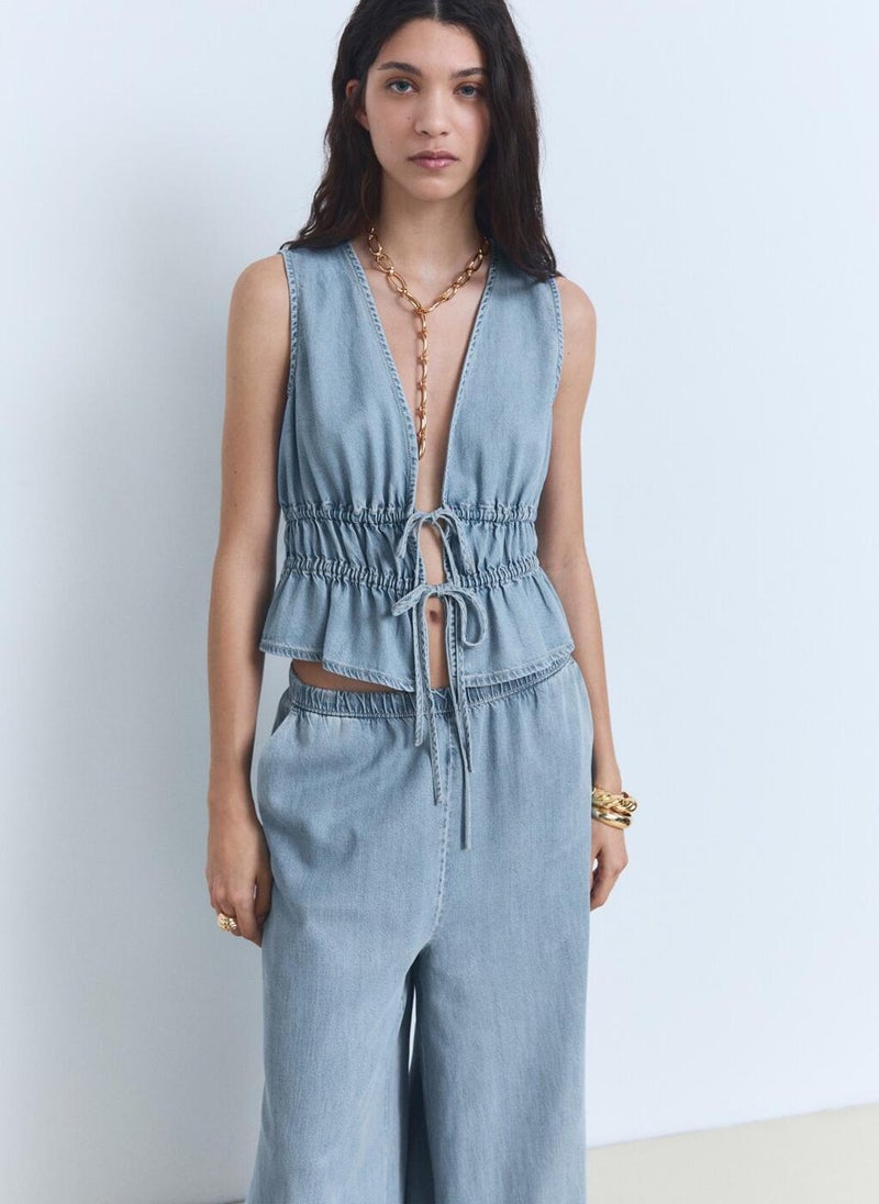 MANGO Lyocell Palazzo Trousers  - Image 3