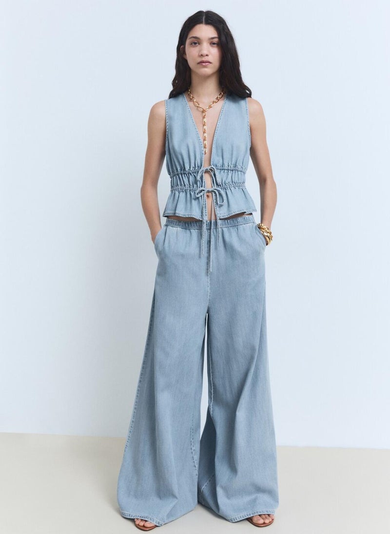 MANGO Lyocell Palazzo Trousers  - Image 4