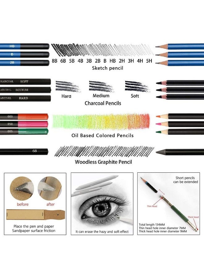 Wynhard Colour Pencils 145 Pcs Drawing Kit Pencil Colours Pencil Kit Sketch Color Pencil Set Sketch Kit Drawing Colour Pencil Shading Sketching Kit for Artist Kids Adults - Image 3