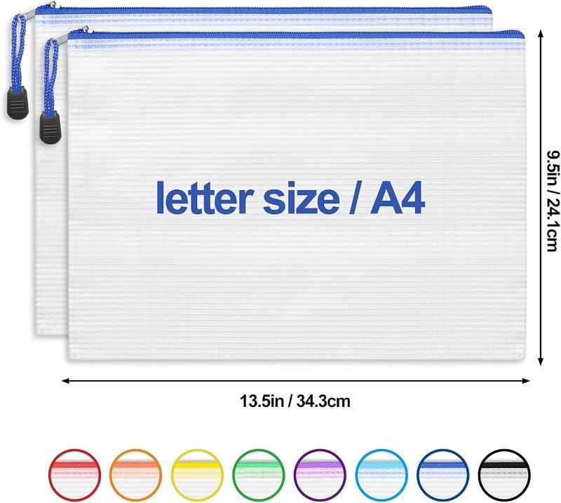 EOOUT 24pcs Mesh Zipper Pouch Zipper Bags, Puzzle Bag for Organizing Storage, Letter Size, A4 Size, Zipper File Bags for School, Board Games and Office Supplies - Image 2