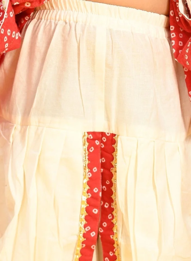 Saka Designs Girls Bandhani Printed Kurta with Dhoti Pants