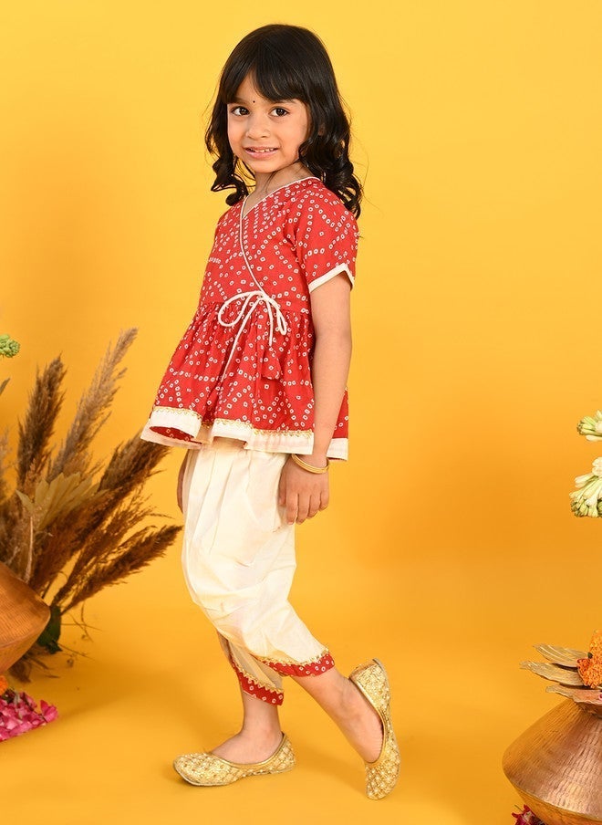 Saka Designs كُرتا بنهاني مطبوع للفتيات مع بنطلونات دهوتي - Image 4