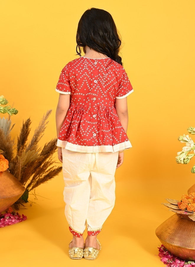 Saka Designs كُرتا بنهاني مطبوع للفتيات مع بنطلونات دهوتي - Image 5