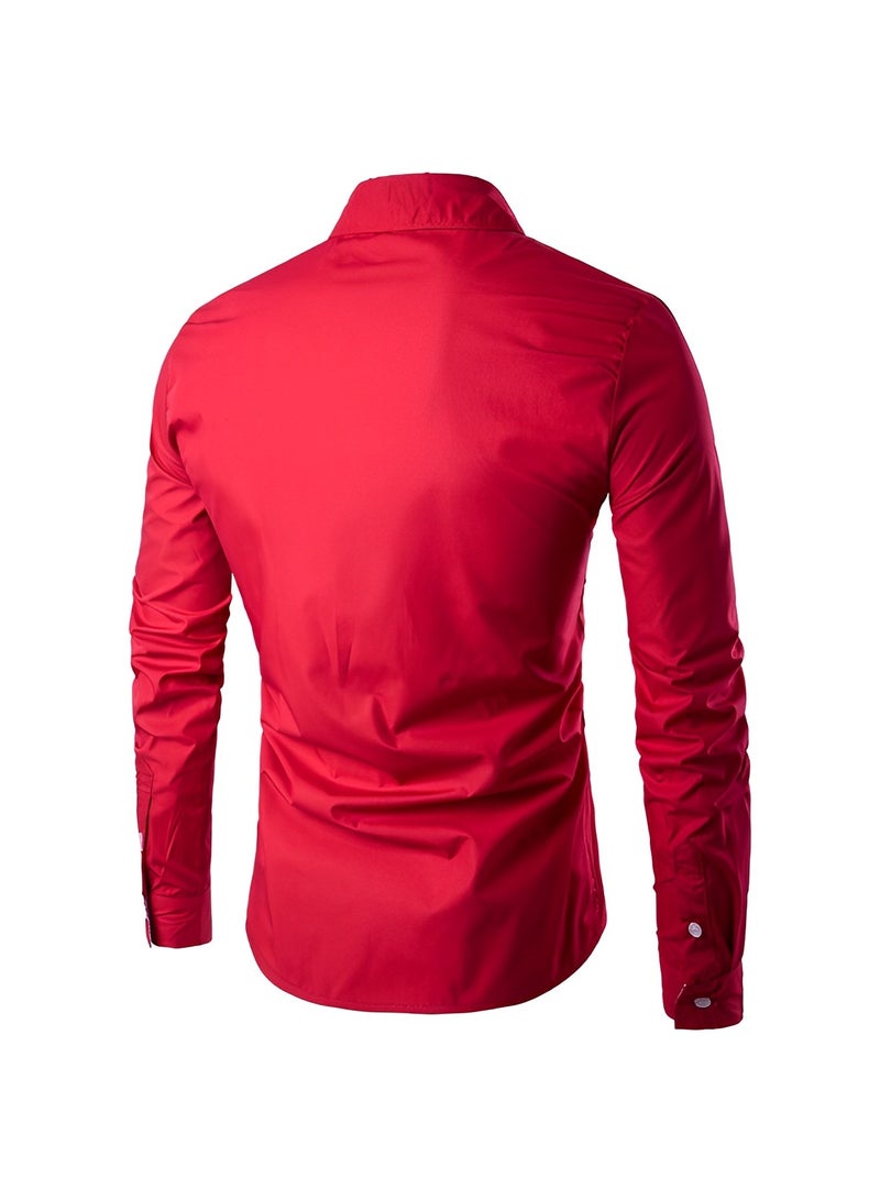 ريوكل قمصان رجالية مطبوعة بأزرار قمصان كاجوال بأكمام طويلة قمصان بقصّة Slim Fit قمصان رسمية مطاطية قمصان بقصّة عادية خالية من التجاعيد - Image 3