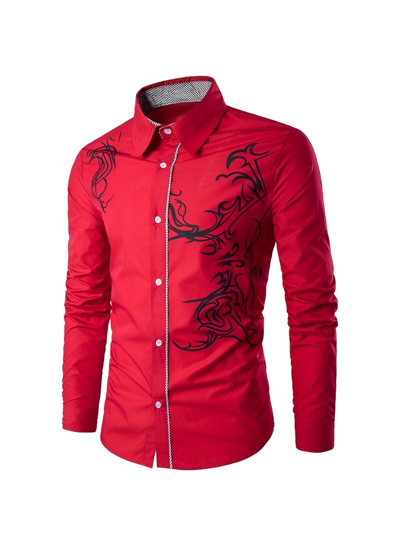 ريوكل قمصان رجالية مطبوعة بأزرار قمصان كاجوال بأكمام طويلة قمصان بقصّة Slim Fit قمصان رسمية مطاطية قمصان بقصّة عادية خالية من التجاعيد - Image 2