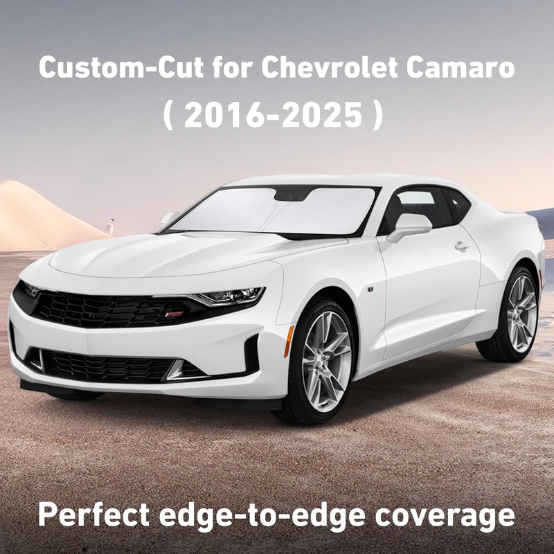 EcoNour Windshield Sunshade for Chevrolet Camaro 2016-2023 2024 2025, Sun Visor for Front Windshield & Window Sun Shade Cover, UV Heat Blocker & Protector, Car Accessories - Image 2
