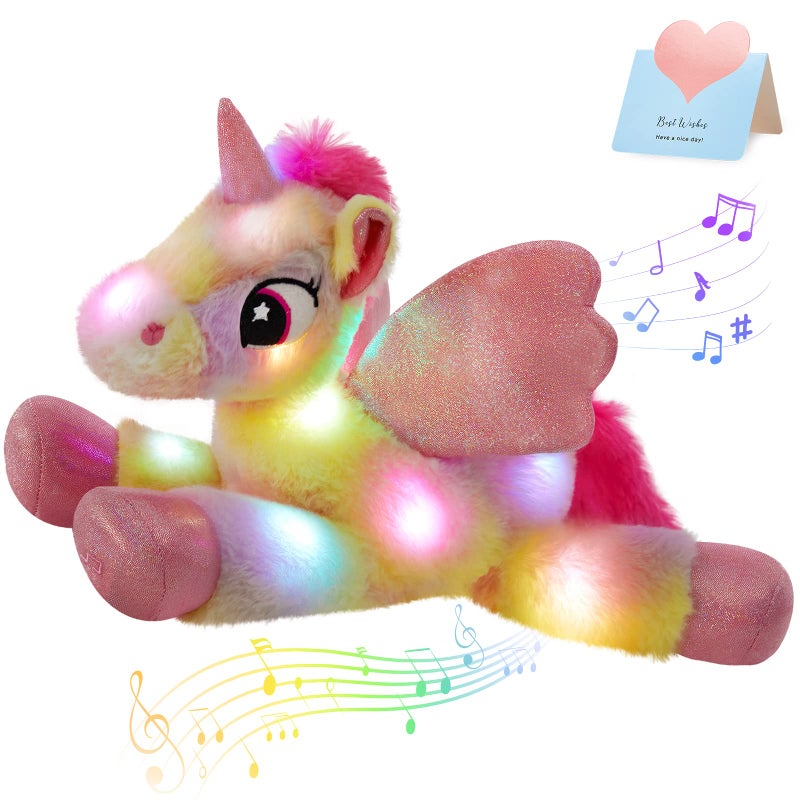 Glow Guards 18 Light up Musical Rainbow Unicorn Stuffed AnimalGlitter Sequins Unicorn Plush ToyChildrens Day Birthday Holiday for Girls Toddlers - Image 2