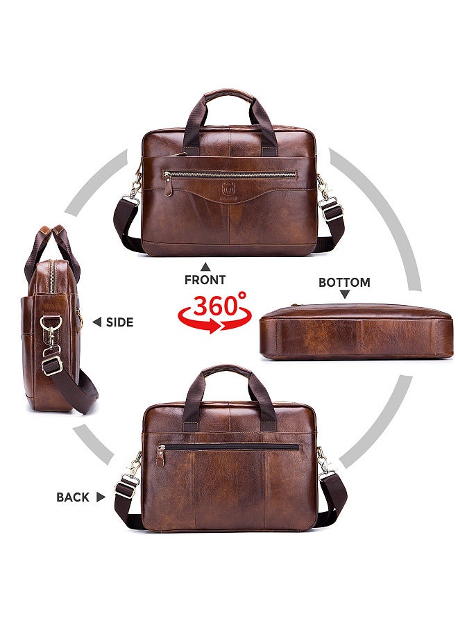 BULLCAPTAIN - Men Leather Messenger Bag Satchel Bag Crossbody Shoulder Bag for Office School College Business Travel Bag - Image 1