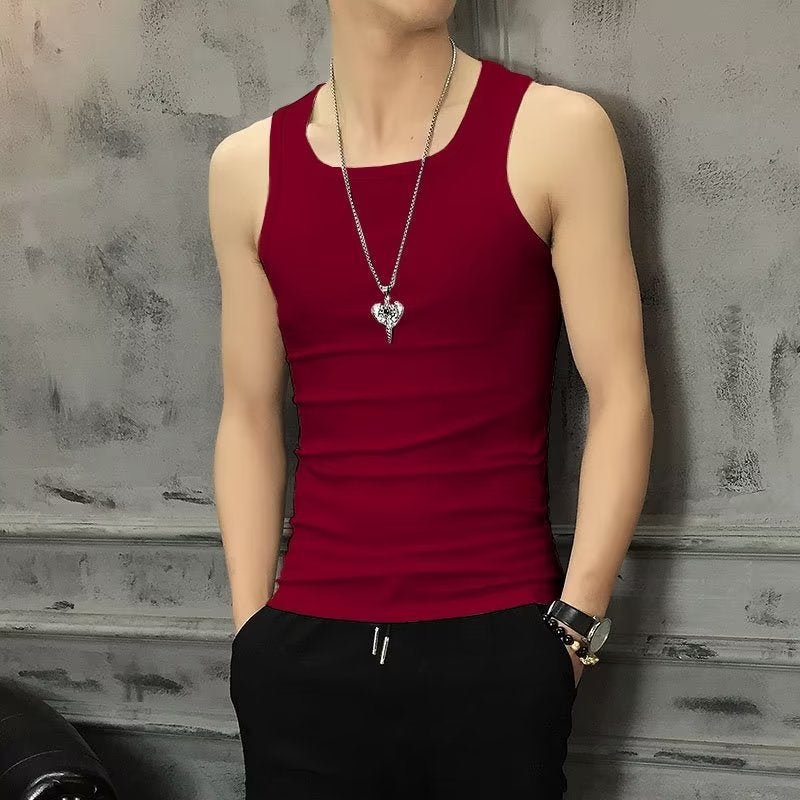 Mens Athletic Vest Sleeveless Fitness Tank Top Brown  - Image 2