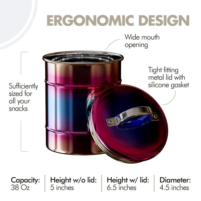 Amici Home Rainbow Metal Storage Canister | Dry Food Storage Container | Airtight Lid | 38 Ounce Capacity | Modern Home D?cor | Decorative Metal Canister for Kitchen Countertop - Image 4