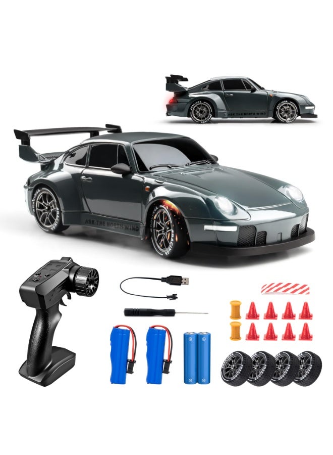 Universal Dual Battery Version 1:24 Scale 4WD High Speed ​​Remote Control Drift Racing Car with Flashing Lights, Drift Tires, USB Charging and Remote Control Battery, a perfect gift for kids, boys, girls and adults - Image 1