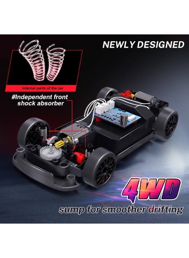 Universal Dual Battery Version 1:24 Scale 4WD High Speed ​​Remote Control Drift Racing Car with Flashing Lights, Drift Tires, USB Charging and Remote Control Battery, a perfect gift for kids, boys, girls and adults - Image 3