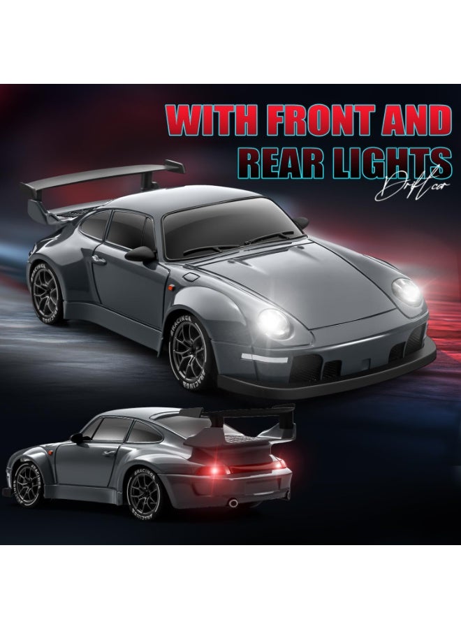 Universal Dual Battery Version 1:24 Scale 4WD High Speed ​​Remote Control Drift Racing Car with Flashing Lights, Drift Tires, USB Charging and Remote Control Battery, a perfect gift for kids, boys, girls and adults - Image 4