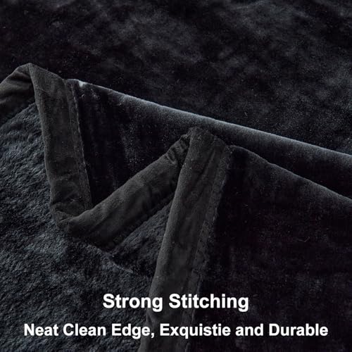 JYK Fleece Plush Blanket - 3.5 LB, 1 Ply Lightweight Korean Style Mink Blanket, Queen 79" x 91" - Super Soft, Warm & Cozy, Microfiber Bed Blanket for All Seasons, Black - Image 5