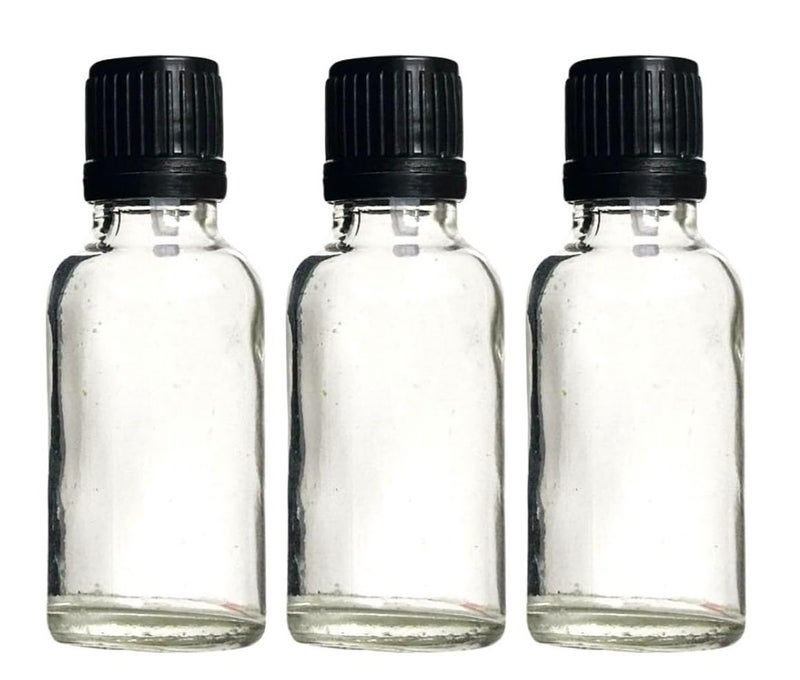 Vow 15ml Clear Glass Euro Dropper Bottle with Black Sleeve n Rubber Teat Leakproof Travel Bottle for Oils, Perfumes, Serums n Cosmetics_Pack of 3 - Image 1