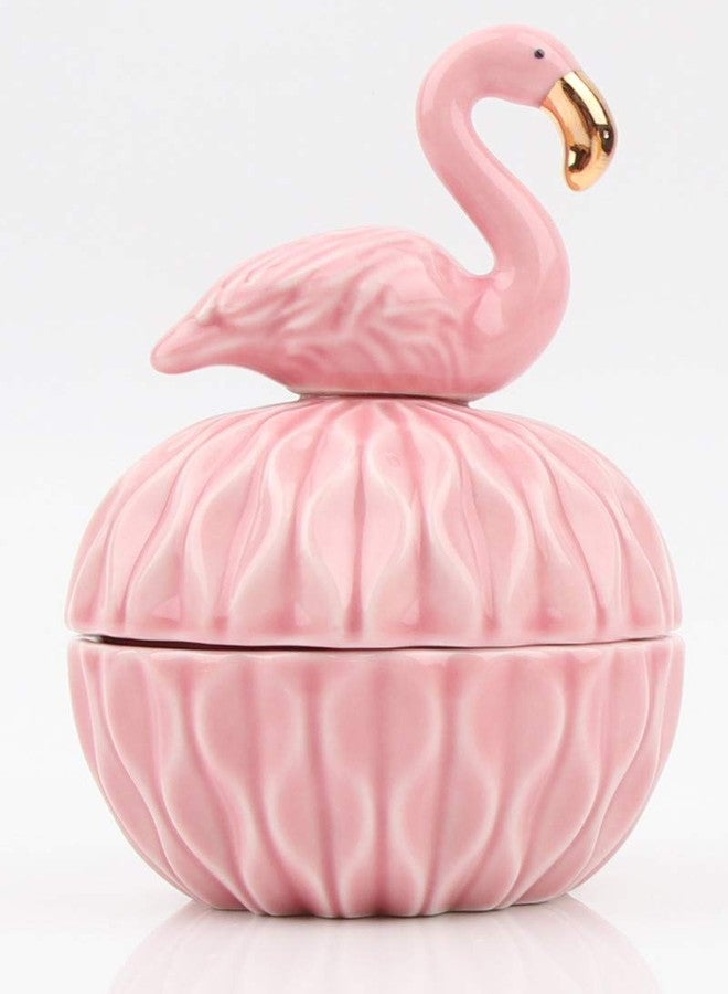 SEVENBEES Small Ceramic Flamingo Figurine Trinket Box for Jewelry,Ring,Earrings,Trinkets Tower,wedding candy - Image 1