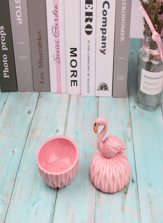 SEVENBEES Small Ceramic Flamingo Figurine Trinket Box for Jewelry,Ring,Earrings,Trinkets Tower,wedding candy - Image 3