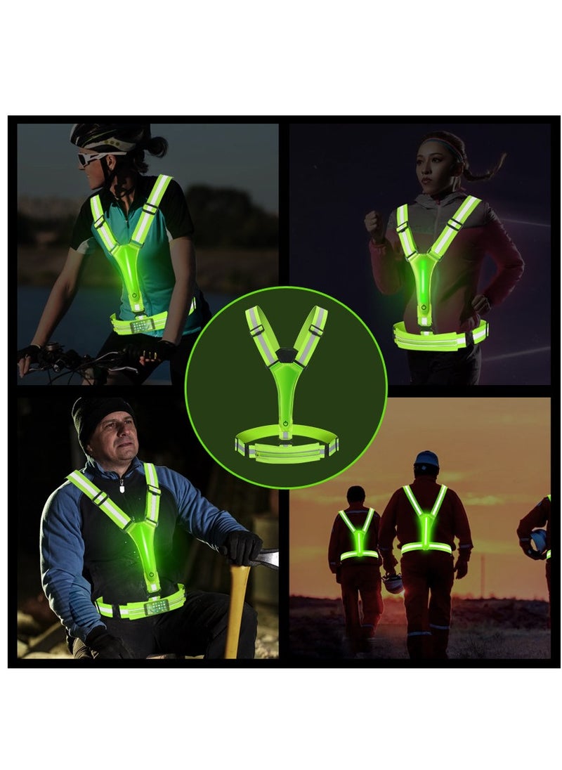 Furtey Reflective Vest Gear-Running Vest with Pocket to Contain Mobile Phone and Keys,3 Light Modes,USB Rechargeable,Adjustable Waist Shoulder Suitable for Night Outdoor Working,Night Walking,Joggi  - Image 2