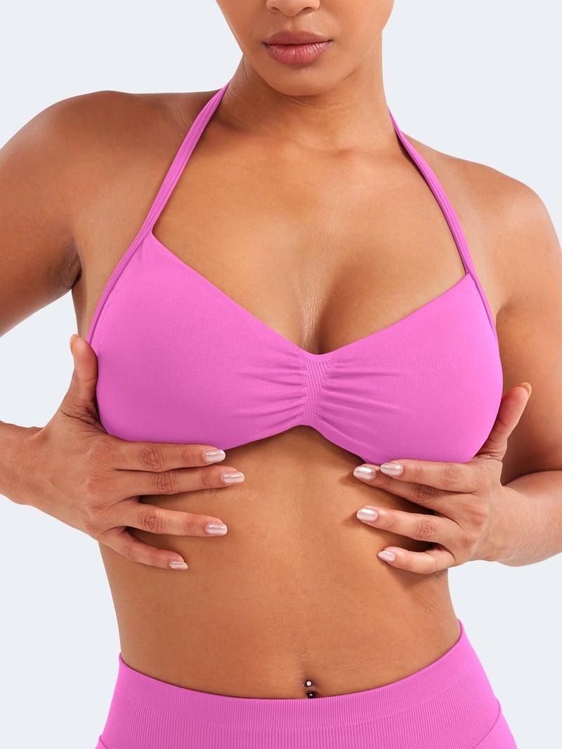 VOYJOY Impact Strappy Sports Bra Adjustable Padded Workout Gym Yoga Bra Crop Top for Women - Image 5