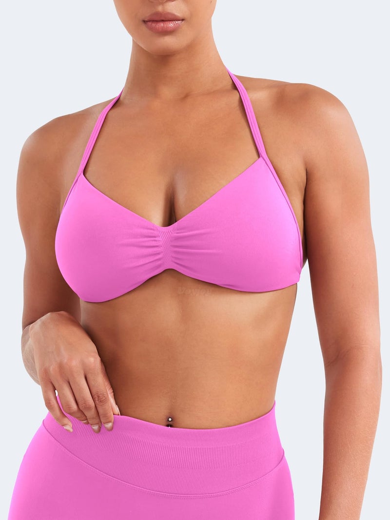 VOYJOY Impact Strappy Sports Bra Adjustable Padded Workout Gym Yoga Bra Crop Top for Women - Image 3