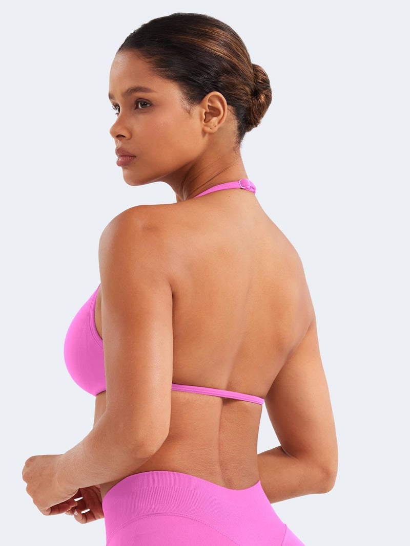 VOYJOY Impact Strappy Sports Bra Adjustable Padded Workout Gym Yoga Bra Crop Top for Women - Image 4
